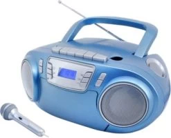 Soundmaster CD-Radiokassettenrekorder Mit Mikrofon, USB Und Lichteffekt, Blau