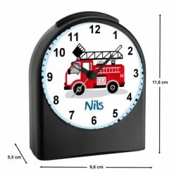 CreaDesign Kinder Funkwecker Personalisiert Mit Namen Feuerwehr Atom-/Funkuhr, 12-Stunden-Anzeigeformat, Schlummerfunktion, Nachtlicht, Geräuschlos/Ohne Ticken -Audio Rabatte 20306377 03