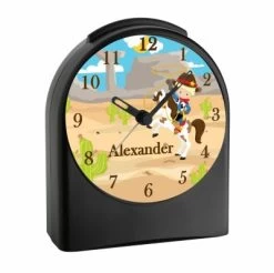 CreaDesign Kinder Funkwecker Personalisiert Mit Namen Cowboy Atom-/Funkuhr, 12-Stunden-Anzeigeformat, Schlummerfunktion, Nachtlicht, Geräuschlos/Ohne Ticken -Audio Rabatte 20306735 02