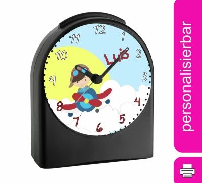 CreaDesign Kinder Funkwecker Personalisiert Mit Namen Flugzeug Atom-/Funkuhr, 12-Stunden-Anzeigeformat, Schlummerfunktion, Nachtlicht, Geräuschlos/Ohne Ticken 3 CreaDesign Kinder Funkwecker Personalisiert Mit Namen Flugzeug Atom-/Funkuhr, 12-Stunden-Anzeigeformat, Schlummerfunktion, Nachtlicht, Geräuschlos/Ohne Ticken