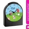 CreaDesign Kinder Funkwecker Personalisiert Mit Namen Bauernhof Atom-/Funkuhr, 12-Stunden-Anzeigeformat, Schlummerfunktion, Nachtlicht, Geräuschlos/Ohne Ticken -Audio Rabatte 20306997 01