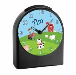 CreaDesign Kinder Funkwecker Personalisiert Mit Namen Bauernhof Atom-/Funkuhr, 12-Stunden-Anzeigeformat, Schlummerfunktion, Nachtlicht, Geräuschlos/Ohne Ticken -Audio Rabatte 20306997 02