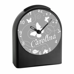 CreaDesign Kinder Funkwecker Personalisiert Mit Namen Schmetterling Ornamente Atom-/Funkuhr, 12-Stunden-Anzeigeformat, Schlummerfunktion, Nachtlicht, Geräuschlos/Ohne Ticken -Audio Rabatte 20307080 02