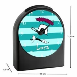 CreaDesign Kinder Funkwecker Personalisiert Mit Namen Monster Streifen Farbe Türkis Atom-/Funkuhr, 12-Stunden-Anzeigeformat, Schlummerfunktion, Nachtlicht, Geräuschlos/Ohne Ticken -Audio Rabatte 20307370 03