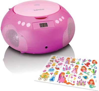 Lenco SCD-620 Pink Kinder-Boombox Mit CD, Mikrofon + Aufkleber 4 Lenco SCD-620 Pink Kinder-Boombox Mit CD, Mikrofon + Aufkleber - Image 2