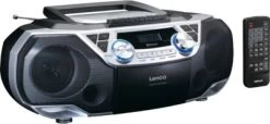 Lenco SCD-120SI - XXL Boombox CD/MP3/Kassetten-Player Mit FM-Radio, Bluetooth, USB, AUX Und Kopfhöreranschluss, Silber
