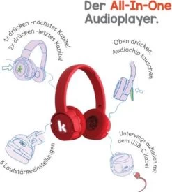 Kekz - Kekzhörer Starterset Rot + Cookie Crew Audiochip, All-in-One Kinder Audioplayer, Kabellos 15 H Laufzeit -Audio Rabatte 21166275 06