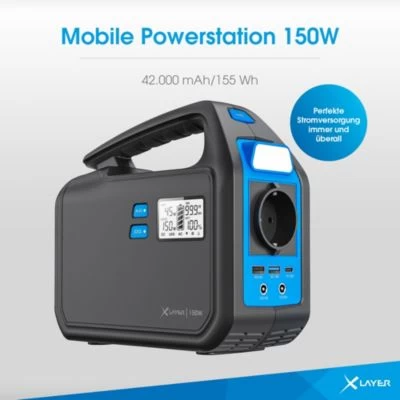 Xlayer Powerstation 150W (Peak 300W) 155Wh USB-C PD Mobil Notstromaggregat 8 Xlayer Powerstation 150W (Peak 300W) 155Wh USB-C PD Mobil Notstromaggregat - Image 6