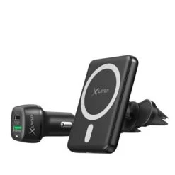 Xlayer WIRELESS : MagFix Pro Magsafe 15W Wireless KFZ Handyhalter Mit USB-C Kabel Und Dual Charger Schnellader Fürs Auto Kompatibel Für IPhone 12/13/14 Schwarz -Audio Rabatte 28181037 02