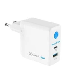 Xlayer CHARGER Power Saver 65W USB-C Mit Strom-Stopp-Funktion Schnellladegerät GaN Technologie Kompatibel Mit MacBook/Pro/Air, IPhone, IPad, Galaxy, Huawei, Xiaomi, Lenovo, Dell Weiß