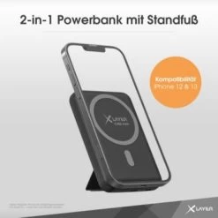 Xlayer WIRELESS Powerbank MagSafe 5000 MAh 2 In 1 Mit Standfuß Schnelles Aufladen USB-C Magnetisch Schwarz -Audio Rabatte 28181253 03