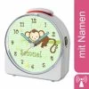 CreaDesign Kinder Funkwecker Weiß Personalisiert Mit Namen Affe Hängend Grün 12-Stunden-Anzeigeformat, Geräuschlos/Ohne Ticken, Nachtlicht -Audio Rabatte 28901422 01