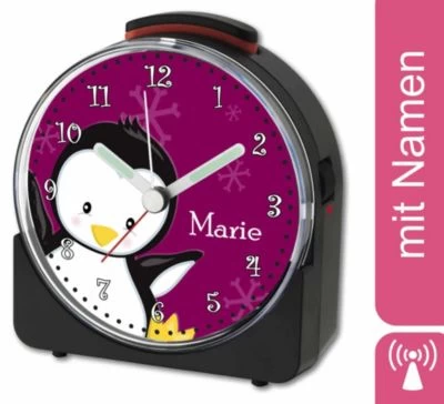 CreaDesign Kinder Funkwecker Weiß Personalisiert Mit Namen Pinguin 3 CreaDesign Kinder Funkwecker Weiß Personalisiert Mit Namen Pinguin