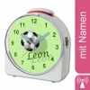 CreaDesign Kinder Funkwecker Weiß Personalisiert Mit Namen Fußball 2 12-Stunden-Anzeigeformat, Geräuschlos/Ohne Ticken, Nachtlicht -Audio Rabatte 28901482 01