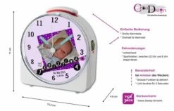 CreaDesign Kinder Funkwecker Weiß Personalisiert Mit Namen Scrapbooking Lila 12-Stunden-Anzeigeformat, Geräuschlos/Ohne Ticken, Nachtlicht -Audio Rabatte 28901488 02