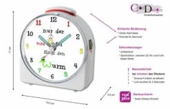 CreaDesign Kinder Funkwecker Weiß Personalisiert Mit Namen Frühe Vogel 12-Stunden-Anzeigeformat, Geräuschlos/Ohne Ticken, Nachtlicht -Audio Rabatte 28901490 02