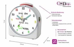 CreaDesign Kinder Funkwecker Weiß Personalisiert Mit Namen Frühe Vogel 12-Stunden-Anzeigeformat, Geräuschlos/Ohne Ticken, Nachtlicht -Audio Rabatte 28901490 05