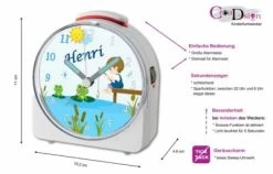 CreaDesign Kinder Funkwecker Weiß Personalisiert Mit Namen Froschteich 12-Stunden-Anzeigeformat, Geräuschlos/Ohne Ticken, Nachtlicht -Audio Rabatte 28901508 02