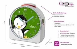 CreaDesign Kinder Funkwecker Weiß Personalisiert Mit Namen Pinguin Grün 12-Stunden-Anzeigeformat, Geräuschlos/Ohne Ticken, Nachtlicht 8 CreaDesign Kinder Funkwecker Weiß Personalisiert Mit Namen Pinguin Grün 12-Stunden-Anzeigeformat, Geräuschlos/Ohne Ticken, Nachtlicht -Audio Rabatte 28901570 02