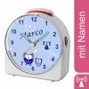 CreaDesign Kinder Funkwecker Weiß Personalisiert Mit Namen Eule Blau 12-Stunden-Anzeigeformat, Geräuschlos/Ohne Ticken, Nachtlicht -Audio Rabatte 28901584 01