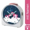 CreaDesign Kinder Funkwecker Weiß Personalisiert Mit Namen Einhorn 12-Stunden-Anzeigeformat, Geräuschlos/Ohne Ticken, Nachtlicht -Audio Rabatte 28901592 01