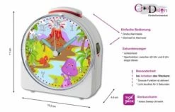 CreaDesign Kinder Funkwecker Weiß Personalisiert Mit Namen Dino 12-Stunden-Anzeigeformat, Geräuschlos/Ohne Ticken, Nachtlicht -Audio Rabatte 28901653 02