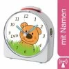 CreaDesign Kinder Funkwecker Weiß Personalisiert Mit Namen Teddy 12-Stunden-Anzeigeformat, Geräuschlos/Ohne Ticken, Nachtlicht -Audio Rabatte 28901670 01