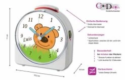 CreaDesign Kinder Funkwecker Weiß Personalisiert Mit Namen Teddy 12-Stunden-Anzeigeformat, Geräuschlos/Ohne Ticken, Nachtlicht -Audio Rabatte 28901670 02