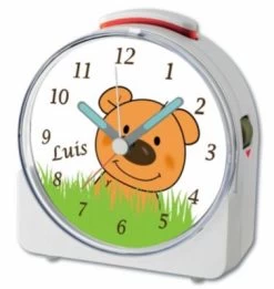 CreaDesign Kinder Funkwecker Weiß Personalisiert Mit Namen Teddy 12-Stunden-Anzeigeformat, Geräuschlos/Ohne Ticken, Nachtlicht -Audio Rabatte 28901670 03