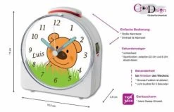 CreaDesign Kinder Funkwecker Weiß Personalisiert Mit Namen Teddy 12-Stunden-Anzeigeformat, Geräuschlos/Ohne Ticken, Nachtlicht -Audio Rabatte 28901670 05