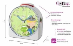 CreaDesign Kinder Funkwecker Weiß Personalisiert Mit Namen Wikinger 12-Stunden-Anzeigeformat, Geräuschlos/Ohne Ticken, Nachtlicht -Audio Rabatte 28901700 02