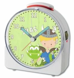 CreaDesign Kinder Funkwecker Weiß Personalisiert Mit Namen Wikinger 12-Stunden-Anzeigeformat, Geräuschlos/Ohne Ticken, Nachtlicht -Audio Rabatte 28901700 04