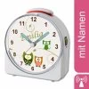 CreaDesign Kinder Funkwecker Weiß Personalisiert Mit Namen Eule Grün Beige 12-Stunden-Anzeigeformat, Geräuschlos/Ohne Ticken, Nachtlicht -Audio Rabatte 28901724 01