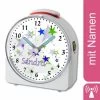 CreaDesign Kinder Funkwecker Weiß Personalisiert Mit Namen Sterne Blau Grün 12-Stunden-Anzeigeformat, Geräuschlos/Ohne Ticken, Nachtlicht -Audio Rabatte 28901734 01