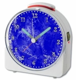 CreaDesign Kinder Funkwecker Weiß Personalisiert Mit Namen Traum Blau 12-Stunden-Anzeigeformat, Geräuschlos/Ohne Ticken, Nachtlicht -Audio Rabatte 28901748 03
