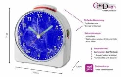 CreaDesign Kinder Funkwecker Weiß Personalisiert Mit Namen Traum Blau 12-Stunden-Anzeigeformat, Geräuschlos/Ohne Ticken, Nachtlicht -Audio Rabatte 28901748 05