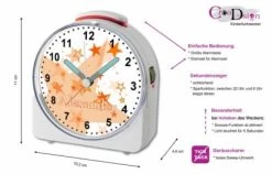 CreaDesign Kinder Funkwecker Weiß Personalisiert Mit Namen Sterne Orange 12-Stunden-Anzeigeformat, Geräuschlos/Ohne Ticken, Nachtlicht -Audio Rabatte 28901788 02