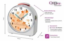CreaDesign Kinder Funkwecker Weiß Personalisiert Mit Namen Sterne Orange 12-Stunden-Anzeigeformat, Geräuschlos/Ohne Ticken, Nachtlicht -Audio Rabatte 28901788 05