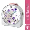 CreaDesign Kinder Funkwecker Weiß Personalisiert Mit Namen Sterne Lila Grau 12-Stunden-Anzeigeformat, Geräuschlos/Ohne Ticken, Nachtlicht -Audio Rabatte 28901842 01