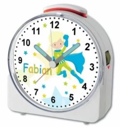 CreaDesign Kinder Funkwecker Weiß Personalisiert Mit Namen Superheld 12-Stunden-Anzeigeformat, Geräuschlos/Ohne Ticken, Nachtlicht -Audio Rabatte 28901858 04