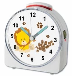 CreaDesign Kinder Funkwecker Weiß Personalisiert Mit Namen Löwe 12-Stunden-Anzeigeformat, Geräuschlos/Ohne Ticken, Nachtlicht -Audio Rabatte 28901871 03