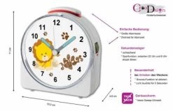 CreaDesign Kinder Funkwecker Weiß Personalisiert Mit Namen Löwe 12-Stunden-Anzeigeformat, Geräuschlos/Ohne Ticken, Nachtlicht -Audio Rabatte 28901871 05