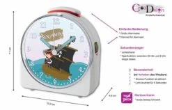 CreaDesign Kinder Funkwecker Weiß Personalisiert Mit Namen Pirat 12-Stunden-Anzeigeformat, Geräuschlos/Ohne Ticken, Nachtlicht -Audio Rabatte 28901882 02
