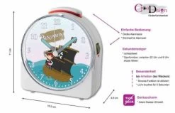 CreaDesign Kinder Funkwecker Weiß Personalisiert Mit Namen Pirat 12-Stunden-Anzeigeformat, Geräuschlos/Ohne Ticken, Nachtlicht -Audio Rabatte 28901882 05