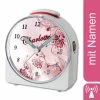 CreaDesign Kinder Funkwecker Weiß Personalisiert Mit Namen Blume Rot 12-Stunden-Anzeigeformat, Geräuschlos/Ohne Ticken, Nachtlicht -Audio Rabatte 28901886 01