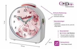 CreaDesign Kinder Funkwecker Weiß Personalisiert Mit Namen Blume Rot 12-Stunden-Anzeigeformat, Geräuschlos/Ohne Ticken, Nachtlicht 11 CreaDesign Kinder Funkwecker Weiß Personalisiert Mit Namen Blume Rot 12-Stunden-Anzeigeformat, Geräuschlos/Ohne Ticken, Nachtlicht -Audio Rabatte 28901886 05