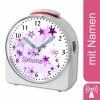 CreaDesign Kinder Funkwecker Weiß Personalisiert Mit Namen Sterne Lila 12-Stunden-Anzeigeformat, Geräuschlos/Ohne Ticken, Nachtlicht -Audio Rabatte 28901946 01