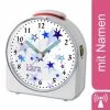 CreaDesign Kinder Funkwecker Weiß Personalisiert Mit Namen Sterne Blau 12-Stunden-Anzeigeformat, Geräuschlos/Ohne Ticken, Nachtlicht -Audio Rabatte 28901970 01