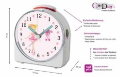 CreaDesign Kinder Funkwecker Weiß Personalisiert Mit Namen Balerina 12-Stunden-Anzeigeformat, Geräuschlos/Ohne Ticken, Nachtlicht -Audio Rabatte 28901996 02