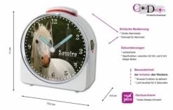 CreaDesign Kinder Funkwecker Weiß Personalisiert Mit Namen Schimmel 12-Stunden-Anzeigeformat, Geräuschlos/Ohne Ticken, Nachtlicht -Audio Rabatte 28902028 02